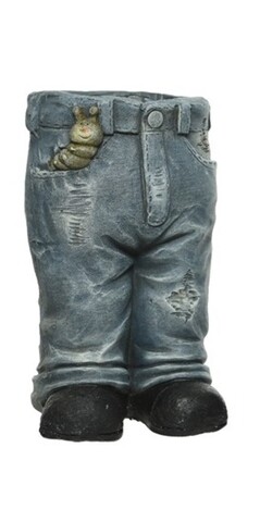 Jeans Virágtartó, Decoris, 19x18x34 cm, poligyantam szürke