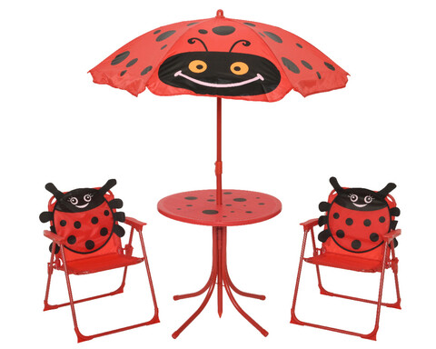 Set mobilier de gradina pentru copii Ladybug, Decoris, 4 piese, fier/poliester, rosu