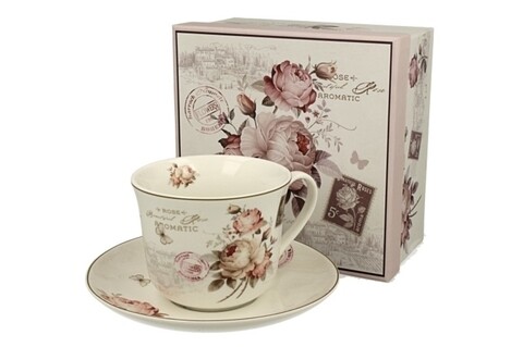 Ceasca cu farfurie Secession, Duo, 450 ml, portelan, multicolor