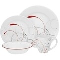 Serviciu de masa 16 piese, Corelle, Splendor, sticla Vitrelle/portelan, alb/rosu