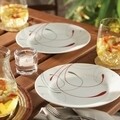 Serviciu de masa 16 piese, Corelle, Splendor, sticla Vitrelle/portelan, alb/rosu