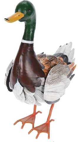 Decoratiune Duck, 41X16X40 cm,metal, alb/maro