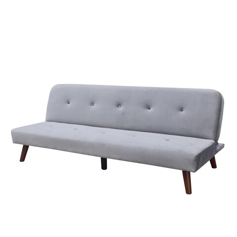 Canapea extensibila Rinko, Homla, 3 locuri, 195x81x74 cm, lemn/catifea din poliester, gri inchis