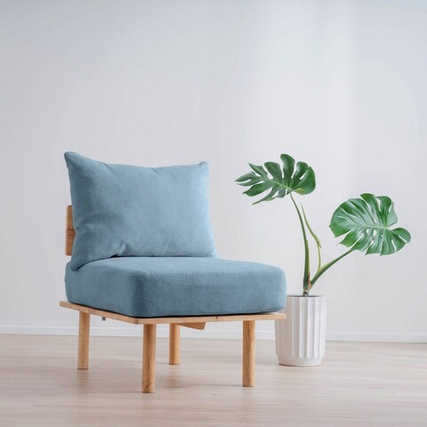 Fotoliu modular Seri, Homla, 60x74x86 cm, lemn/poliester, albastru