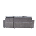 Coltar extensibil Virev, Homla, 3 locuri, 215x76x85 cm, lemn/catifea din poliester, gri