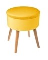 Taburet rotund cu spatiu de depozitare, 140331B, 36x44 cm, lemn MDF/poliester, galben