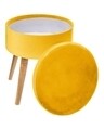Taburet rotund cu spatiu de depozitare, 140331B, 36x44 cm, lemn MDF/poliester, galben
