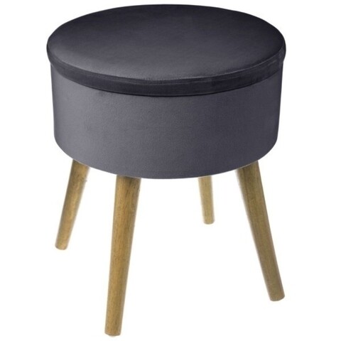 Taburet rotund cu spatiu de depozitare, 140331C, 36x44 cm, lemn MDF/poliester, gri