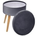 Taburet rotund cu spatiu de depozitare, 140331C, 36x44 cm, lemn MDF/poliester, gri
