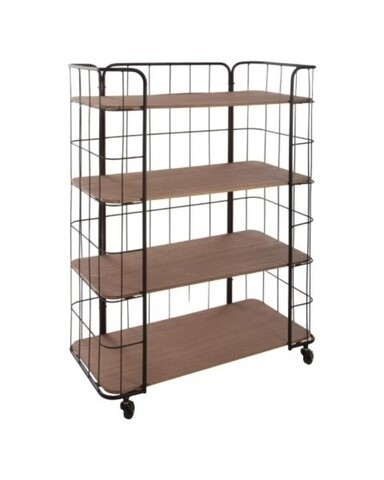 Etajera cu 4 rafturi, 156839, 70x31x97.5 cm, MDF/otel/lemn de paulownia