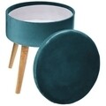 Taburet rotund cu spatiu de depozitare, 140331G, 36x44 cm, lemn de pin/MDF/poliester, bleu