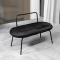Bancheta Ina, Homla, 95x45x61 cm, otel/MDF/catifea din poliester, negru