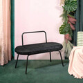 Bancheta Ina, Homla, 95x45x61 cm, otel/MDF/catifea din poliester, negru