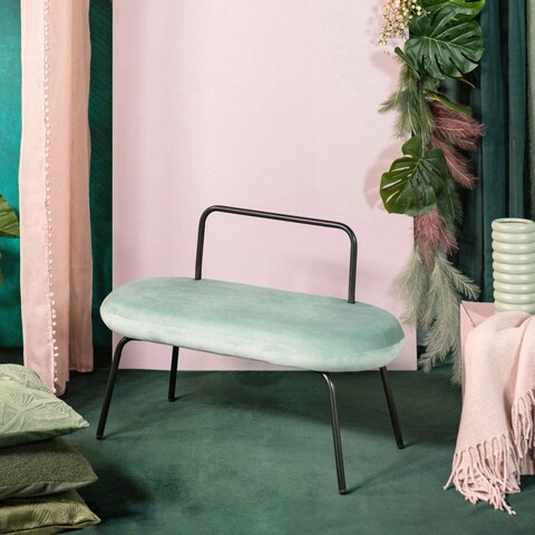 Bancheta Ina, Homla, 95x45x61 cm, catifea, verde