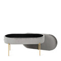 Bancheta cu spatiu pentru depozitare Layla, Homla, 91.5x41x46.5 cm, MDF/metal/catifea, gri