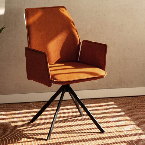 Scaun rotativ Lugro, Homla, 60x56x82 cm, metal/poliester, caramiziu