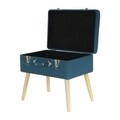 Taburet cu spatiu de depozitare, HD3701, 50.5x36x45 cm, lemn/textil/metal, bleu