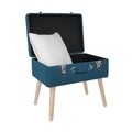 Taburet cu spatiu de depozitare, HD3701, 50.5x36x45 cm, lemn/textil/metal, bleu