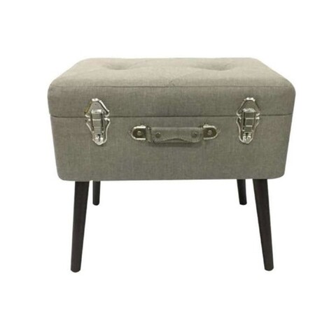 Taburet cu spatiu de depozitare, HD3704, 50.5x36x45 cm, lemn/textil/metal, bej