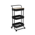 Etajera cu roti si 3 rafturi Hylla, Homla, 90x43x42 cm, metal, negru