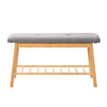 Bancheta cu pantofar Truo, Homla, 84x30x45 cm, bambus/MDF/textil, gri/natur