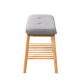 Bancheta cu pantofar Truo, Homla, 84x30x45 cm, bambus/MDF/textil, gri/natur