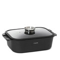 Tava cu capac Darren, Homla, 41x25.7x11 cm, 7 L, aluminiu/sticla, negru