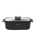 Tava cu capac Darren, Homla, 41x25.7x11 cm, 7 L, aluminiu/sticla, negru