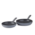 Set 2 tigai Moren, Homla, 24 cm/28 cm, aluminiu/plastic, gri/negru
