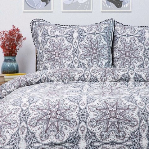 Lenjerie de pat King Size, Scarla, Homla, 3 piese, 200x220 cm, bumbac satinat, multicolor