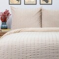 Lenjerie de pat King Size, Tiarel, Homla, 3 piese, 200x220 cm, bumbac/in, bej/auriu