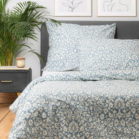 Lenjerie de pat King Size, Cordo, Homla, 3 piese, 200x220 cm, bumbac, albastru/alb