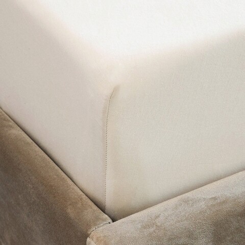 Cearceaf de pat cu elastic Pelly, Homla, 160x200 cm, bumbac, bej