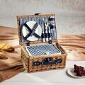 Cos de picnic 2 persoane Lorenzo, Homla, 38x26x16 cm, rachita/inox, natur/albastru