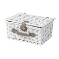 Cos de picnic 2 persoane Orlando, Homla, 38x26x18 cm, rachita/inox, alb