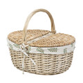 Cos de picnic 2 persoane Lorenzo, Homla, 38x26x18 cm, rachita/inox, natur/verde
