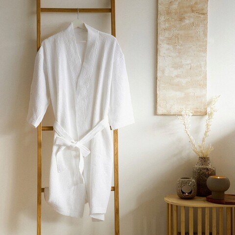 Halat de baie Vaffel, Homla, L/XL, bumbac/vascoza, alb