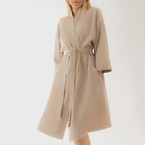 Halat de baie Vaffel, Homla, L/XL, bumbac/vascoza, bej