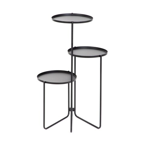 Suport pentru 3 ghivece Roh, Homla, 25x48/70 cm, metal, negru