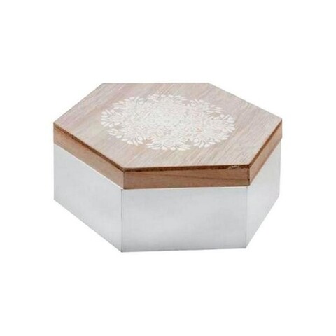 Cutie de depozitare, 20.5x18x9 cm, lemn, alb/maro