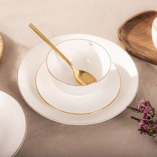 Alb;Auriu, Bol 16 cm