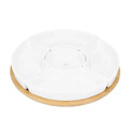 Platou servire cu tava rotativa Fincan, Homla, 30 cm, portelan/bambus, alb/natur
