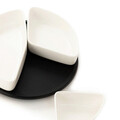 Set 3 boluri servire cu suport Felko, Homla, 24 cm, portelan/plastic, alb/negru