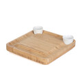 Platou pentru servire cu boluri si cutite Rumi, Homla, 33x33 cm, lemn/inox, bej/alb