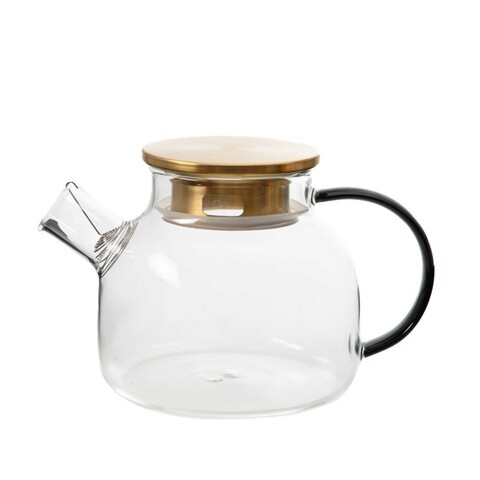 Ceainic Kubbe, Homla, 1 L, sticla/inox, negru/auriu
