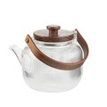 Ceainic Elsie, Homla, 880 ml, sticla/lemn, transparent/maro