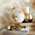 Glob pamantesc decorativ Globe, Homla, 18x15x25 cm, metal/plastic, auriu/alb