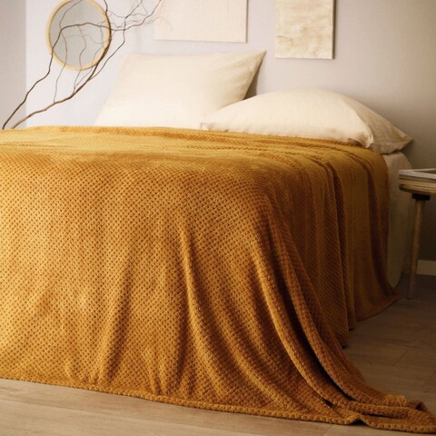 Cuvertura de pat Noah, Homla, 220x240 cm, poliester, mustar