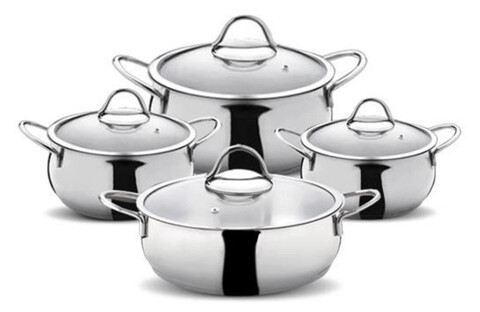 Set vase pentru gatit, Hermia, 960DYN1301, Inox, Dimensiune: 22 cm / 3800 ml (2 bucăți), Argintiu