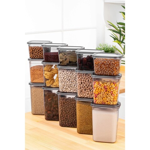 Set recipiente depozitare, Hermia, 964FRM5339, Dimensiune: 14 x 14 x 10 cm / 1150 ml (5 bucăți), Antracit